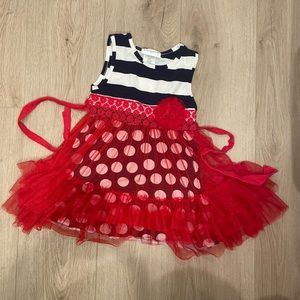 Emily Rose Girls’ Dress in navy blue, white, and red.
